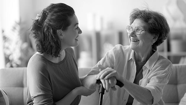 mom caring for her mom with dementia